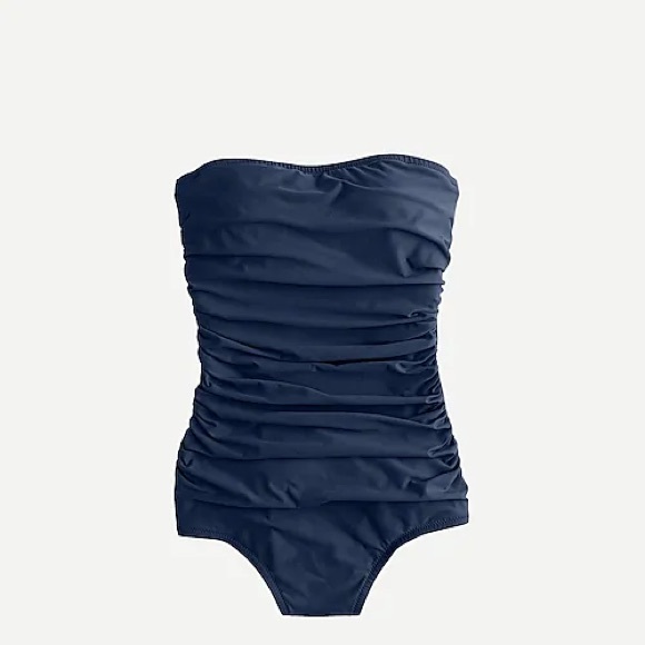 Jcrew Long torso ruched bandeau one-piece swimsuit